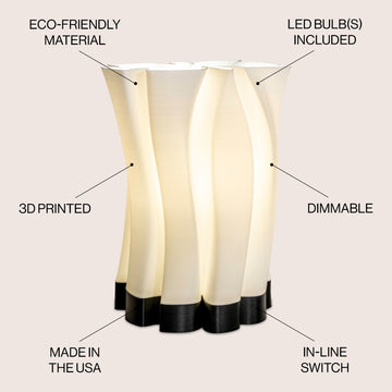 Flame Modern Bohemian Plant-Based PLA 3D Printed Dimmable LED Table Lamp - JONATHAN Y